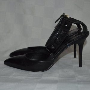 Sz 8 Brian Atwood Black Ankle Strap Heels